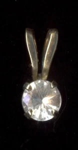 Neu 10K massiver Gelbgold 3,5mm weißer Topas Edelstein Solitär Anhänger lv - Bild 1 von 2