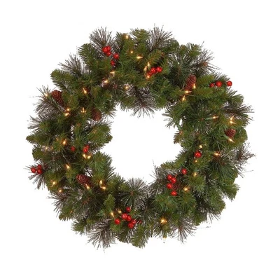 National Tree Company 24 in Pre-Lit Crestwood Spruce Artificial Christmas Wre... - Image 1 of 4