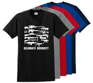 Celebrate Diversity Funny Gun Rights T Shirt 2nd Amendment Hunting Tee up to 5x - Picture 1 of 17