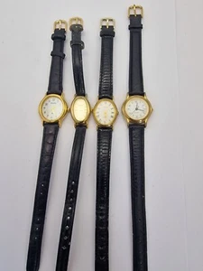 Job Lot of 4 X Vintage Ladies Quartz Watches With Leather Straps. (E) - Picture 1 of 8