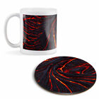 Mug And Round Coaster Set   Abstract Molten Lava Crust Volcano  44020