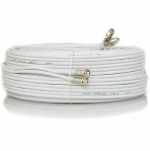 Cable de extensión satélite HD+ de escopeta coaxial doble de 50 m blanco para Sky - Imagen 1 de 7