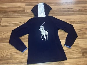 Polo Ralph Lauren Hoodie Pullover Youth Small Blue Big Pony Logo - Picture 1 of 5