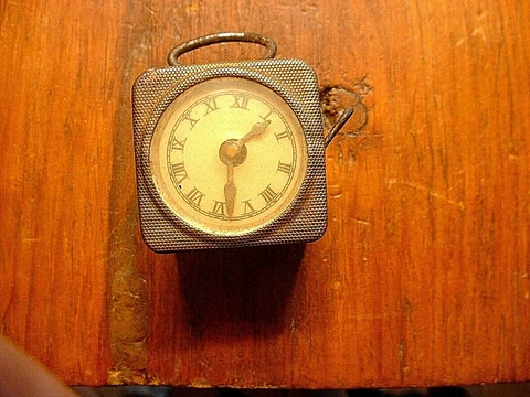 Antique German Victorian Brass & Enamel Carriage Clock Sewing Tape Measure Cover