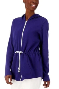 Belle by Kim Gravel Perfect Pique Zip Anorak 2X Nautical Navy - Picture 1 of 3