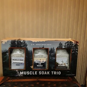 J.S. Apothecary Bath Muscle Soak Trio Peppermint Sage Fir Needle Coastal Cypress - Picture 1 of 9