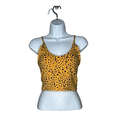 Aritiza Sunday Best Top Mujer Pequeño Amarillo Estampado Leopardo Crop Festival Boho Foto 1 de 4