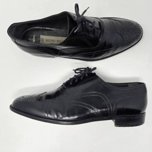 BRUNO MAGLI REMO WINGTIP BROGUE BLACK LEATHER OXFORD SHOES MENS 8.5 VINTAGE - Picture 1 of 9