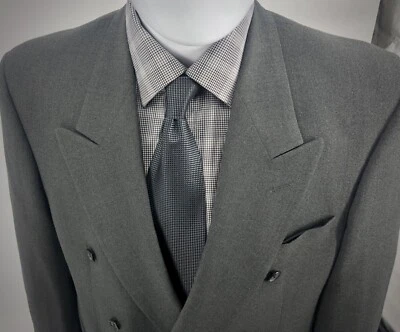 GIVENCHY Monsieur Traje Doble Pecho Seis Botones Gris Lana Chaqueta Blazer 42 Foto 1 de 4