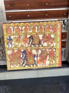 Pintura Nakkasi Rajasthani Phad antigua original de 1700 36 x 30"" - Imagen 1 de 15