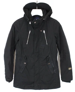 G-Star Jacket Ladies Small Zip Hood Padded Medium Long Black - Picture 1 of 18