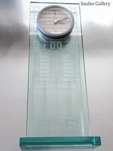 Vintage Frank Lloyd Wright BULOVA Glass Mantel Clock Prairie Modern - Picture 1 of 6