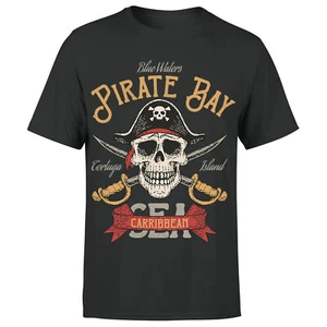 Camiseta Top Pirate Bay Calavera y Tibias Cruzadas Mar Caribe Para Hombres Niños #Or#P1#A - Imagen 1 de 12