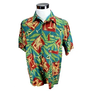 Banana Cabana Tropical Martini Mens shirt Sz M 100% Silk Hawaiian  - Picture 1 of 5