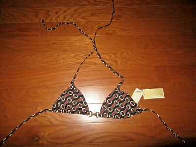 ❤️XS S MK ❤️ MICHAEL KORS ❤️Ropa de baño SUJETADOR TOP ALMOHADILLAS TRAJE DE BAÑO TRIÁNGULO HALTER LOGO Foto 1 de 4