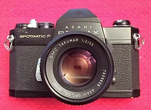 CÁMARA F SMAHI PENTAX SPOTMATIC NEGRA DE COLECCIONISTAS con lente takumar smc de 55 mm f/2 - Imagen 1 de 9