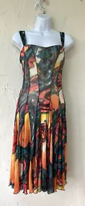 Elana Kattan Gr. S Y2K Fit & Flare Dirty Dancing Tank buntes Netz Strickkleid - Bild 1 von 12