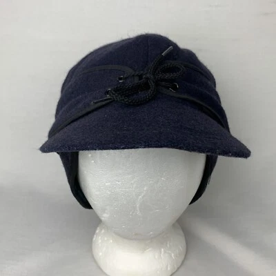 Vintage WPL 807 Hat Cap SZ 6 7/8 Wool Blue Woodsman Trapper Hunting Earflap USA — 第 1/4 张图片