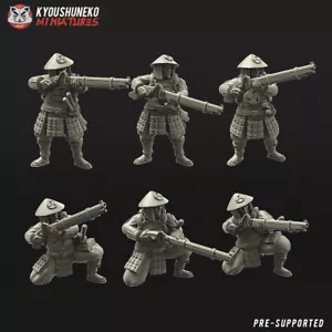 Kyoushuneko japanische Ashigaru Musketmen 6x - Wargames Harz - Bild 1 von 1