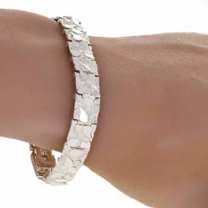 925 Sterlingsilber Massiv Nugget Armband verstellbar 8 Zoll 9,5 mm 21,2 Gramm - Bild 1 von 10