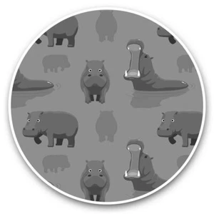 2 x Vinyl Stickers 20cm (bw) - Blue Hippopotamus Print Hippo  #36720 - Afbeelding 1 van 8