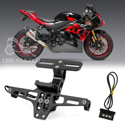 Suporte de placa de licença de motocicleta com lanterna traseira de LED para Suzuki GSXR1000 750 600 - Imagem 1 de 4