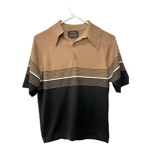 Vintage JCPenney Colebeta Size Medium Brown and Black Striped Shirt Collar