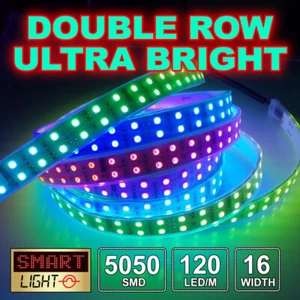 12V 5050 Double-Row Ultra Bright IP20/IP67 LED Light Strip/Tape 5m *120LED/M* - Picture 1 of 14