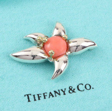 Tiffany & Co. Fireworks Brooch Pin Coral Flower Starfish Silver & 18K Gold w/Box
