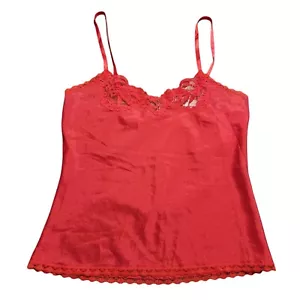 Vintage Deadstock Dessous rot Cami Dessous Camisole Top Spitzenbesatz Gr. S USA - Bild 1 von 12