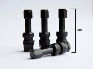 4 New Aluminum Black Valve Stem With Dust Caps Set 0.453" Stem Holes - Picture 1 of 1