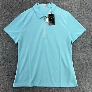 NEW Callaway Women's Large Blue Polo Shirt Short Sleeve 1/4 Zip Opti-Dri Golf - Picture 1 of 15