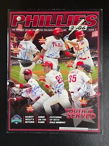2006 Phillies Signed Program Chase Utely Cole Hamels Ryan Howard X3 Autograph 