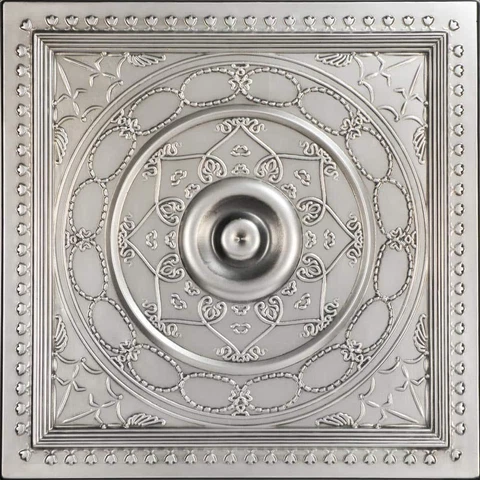 From Plain To Beautiful Ceiling Tile Faux Tin Antique Silver (100-Sq-Ft/Case) Cover