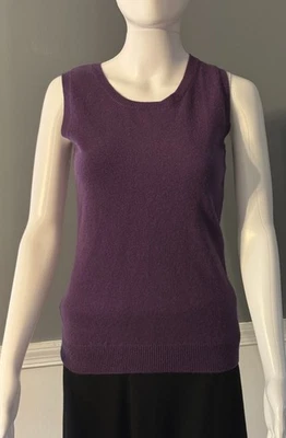 Christopher Fischer Jewel 100% Cashmere Sleeveless Tank Pullover Top Purple SZ S - Image 1 of 4