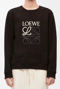 LOEWE Unisex Anagrama Cuello Redondo Sudadera Bordada Algodón Negro Talla S - Imagen 1 de 10