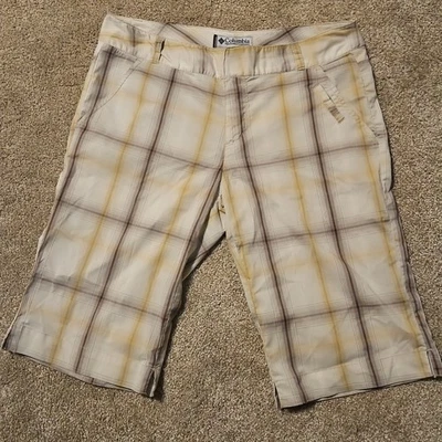 Pantalones cortos cargo Columbia Titanium marrón/bronceado a cuadros longitud bermudas para mujer talla 10”  Foto 1 de 4