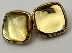 Yves Saint Laurent Clip On Earrings Amber Cabochon Vintage YSL Signed B1-107 - Picture 1 of 5