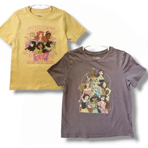 Antiguo conjunto de dos camisetas amarillas y moradas de princesa Disney cuello redondo para niña azul marino 5T - Imagen 1 de 5