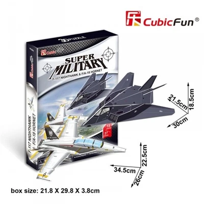 Puzzle 3D F-117 NIGHTHAWK & F/A-18 HORNET CubicFun Kit 3D in foam - Immagine 1 di 4