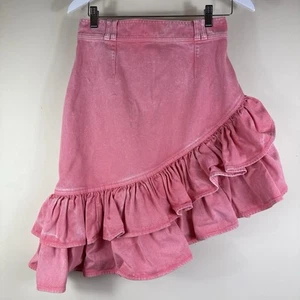 Balmain Asymmetrical Ruffle Skirt Pink Denim Women's Size 40 VGC - Bild 1 von 10