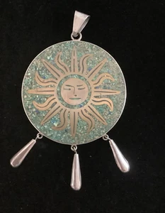 Wunderschöner Etales AVM Sterlingsilber "SONNE" Adler Chip Inlay Anhänger ~ 44 Gramm - Bild 1 von 7