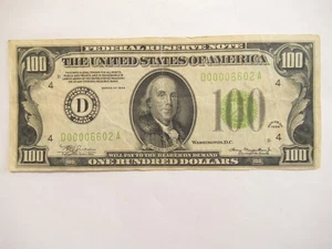 Series 1934 US $100 FRN, Cleveland, Low Serial # D 00006602 A - Picture 1 of 4