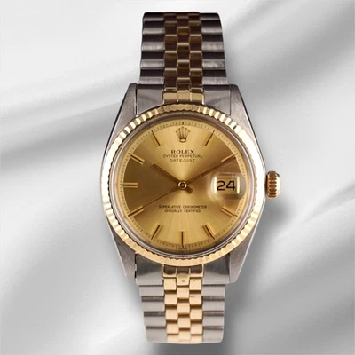 Rolex Vintage 36mm Datejust Gold Dial Steel Yellow Gold Fluted Men's Watch 1601 - Image 1 of 4