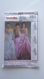 BURDA 8321 EVENING DRESS  SEWING PATTERN NEW UNCUT - Picture 1 of 3