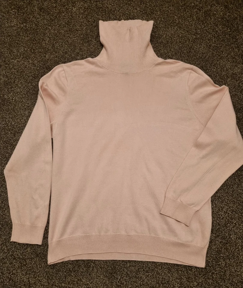 Classic Lands' End Pink Roll Neck Sweater, Size XL, Excellent Condition - Image 1 of 4