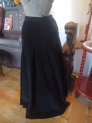 Vintage 1960s/ 1970s handmade black velvet witchy floor length maxi skirt with p - Image 1 of 4