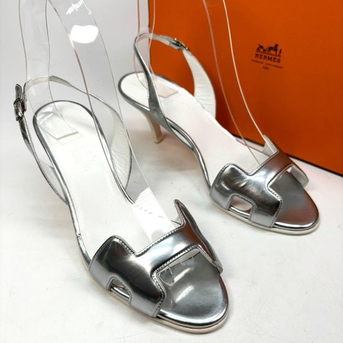 HERMÈS Hermes sandali donna argento mulo 5 5US 22 5 cm come nuovi taglia 351 2 donna