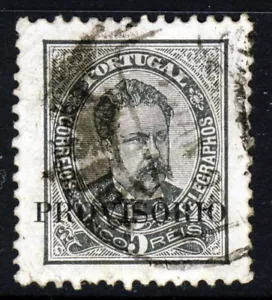 PORTUGAL 1892 PROVISIONARIO Sobreimpresión en 5 Reis Negro SG 282 VFU - Imagen 1 de 2
