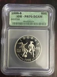 1996 S 50C Atlanta Olympic Soccer Proof Half Dollar ICG PR70 PF70 DCAM - Picture 1 of 8